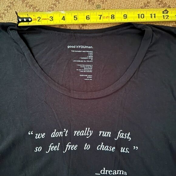 good hYOUman black short sleeved T-shirt dress with white text M - Picture 7 of 14